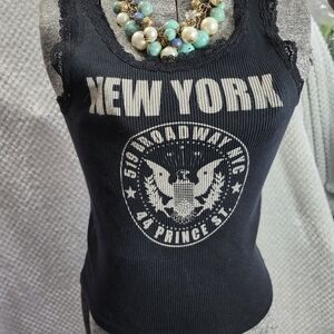 Stylish Black New York Graphic Tank Top